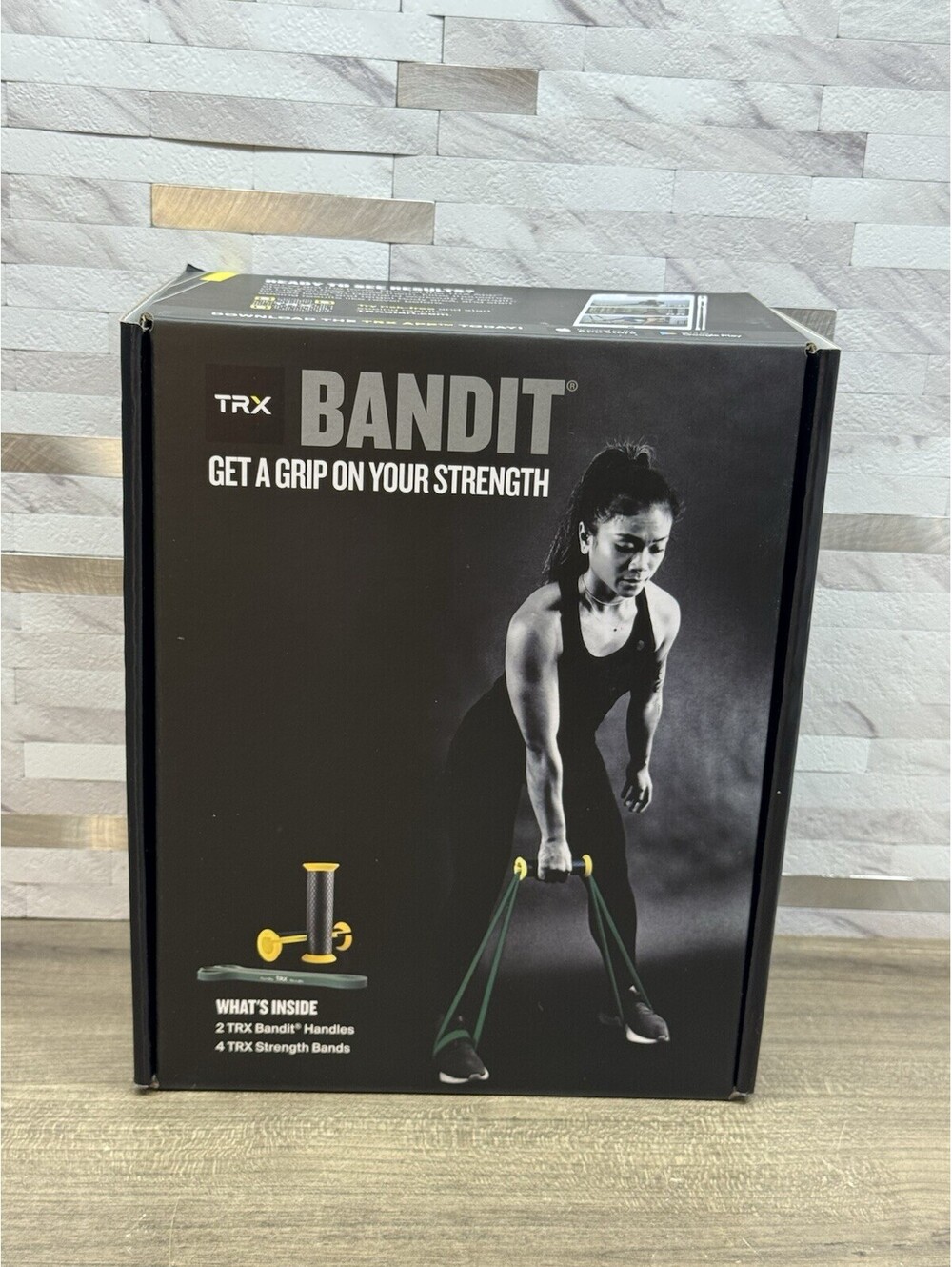 TRX Bandit Portable Resistance Band Set w/ 2 Handles 4 Strength Bands OPEN BOX
